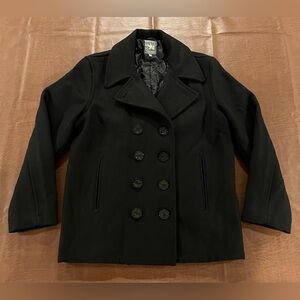 Spiewak Men’s Black Double Breasted Wool Peacoat - Size Large